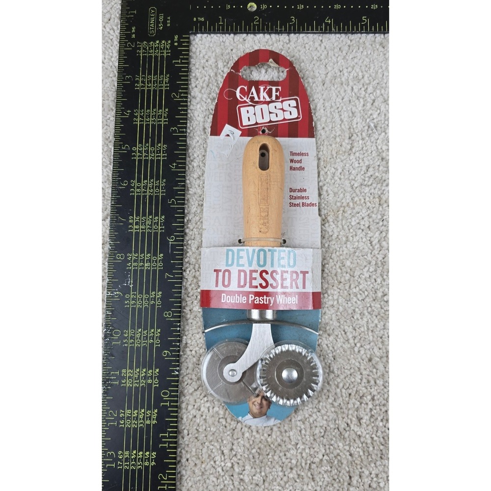 Cake Boss Double Pastry‎ Wheel Brown Stainless Steel Wood Handle